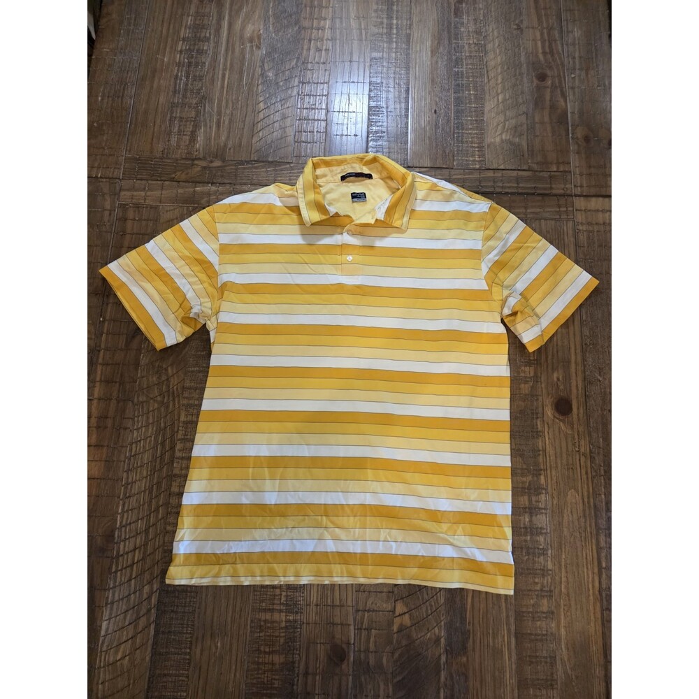 Tiger Woods Collection mens golf polo shirt XL Yellow stripe short sleeve